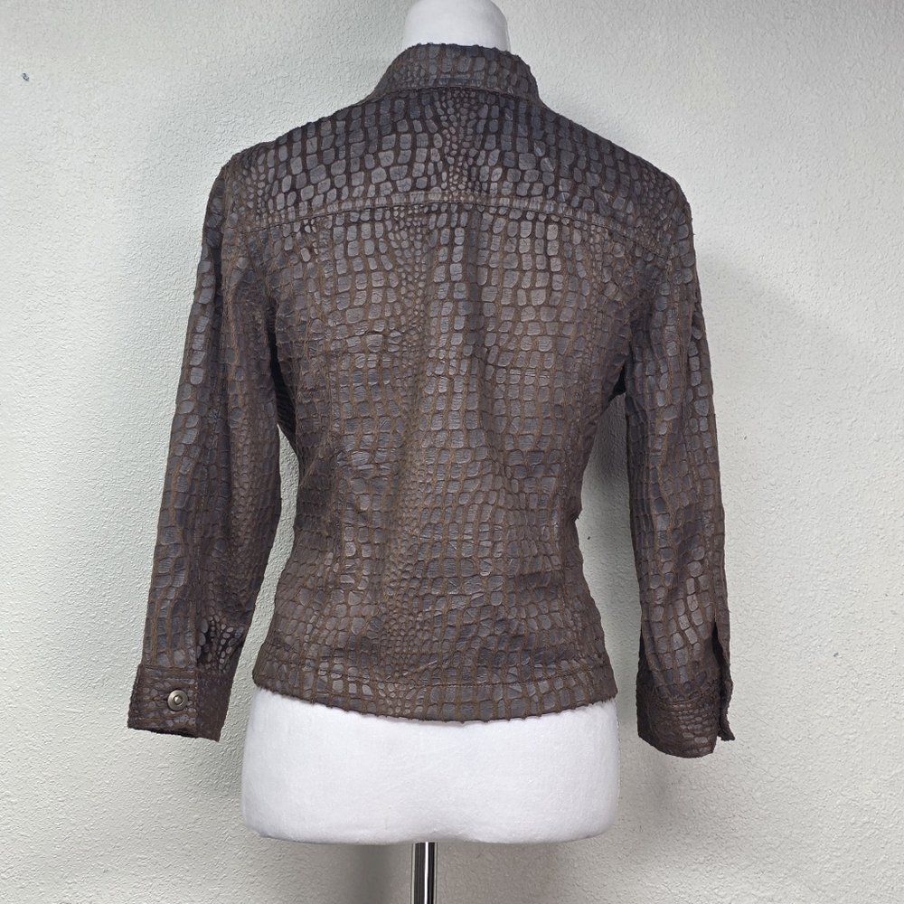 Ruby Rd. Brown Crocodile Textured Women's Blazer Size 6 - Picture 3 of 8